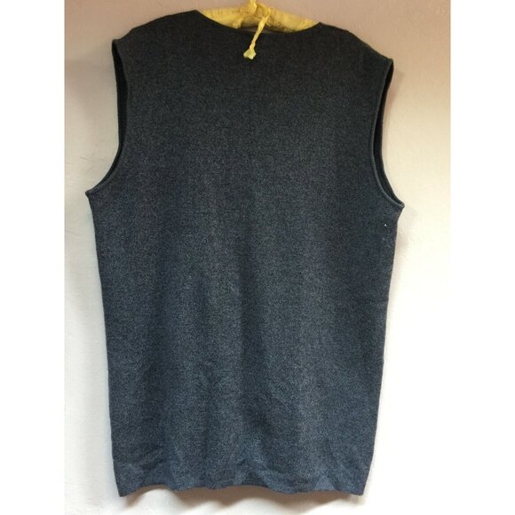 Genny Way Italy Men's Gray V-Neck Button Wool Knit Cardigan Sweater Vest Casual - Picture 2 of 9